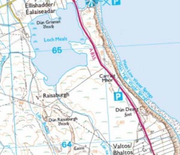 Mapa de Loch Mheaghailt agus Dùn Dearg